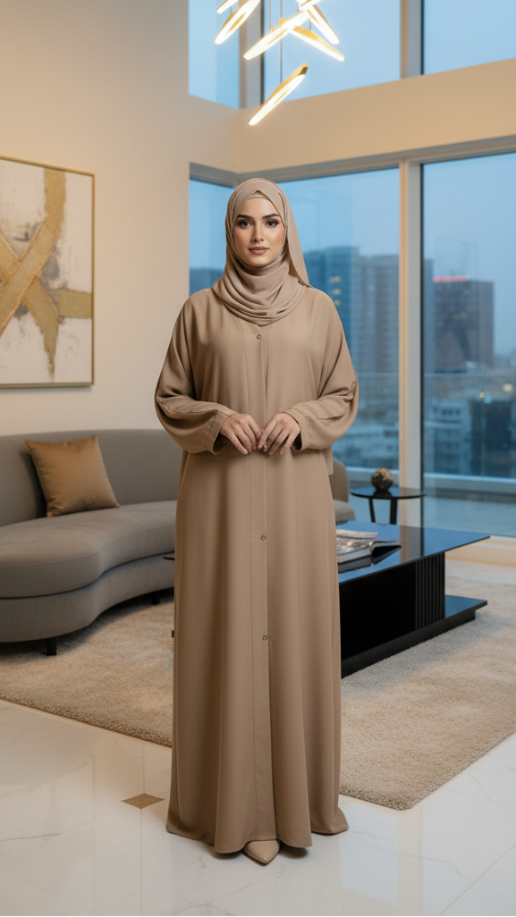 Plain Front Open Abaya