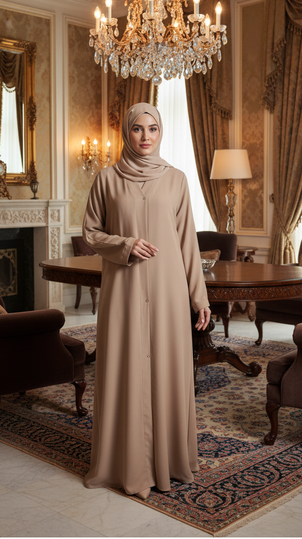 Plain Front Open Abaya
