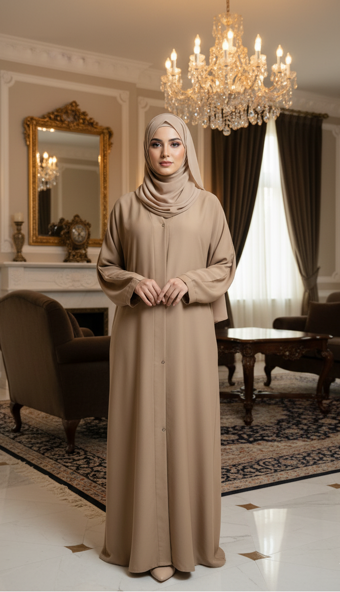 Plain Front Open Abaya