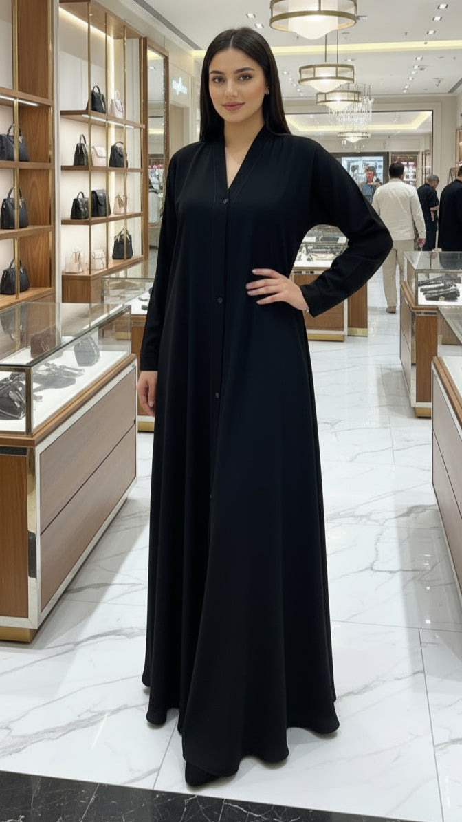 Black Piping Abaya